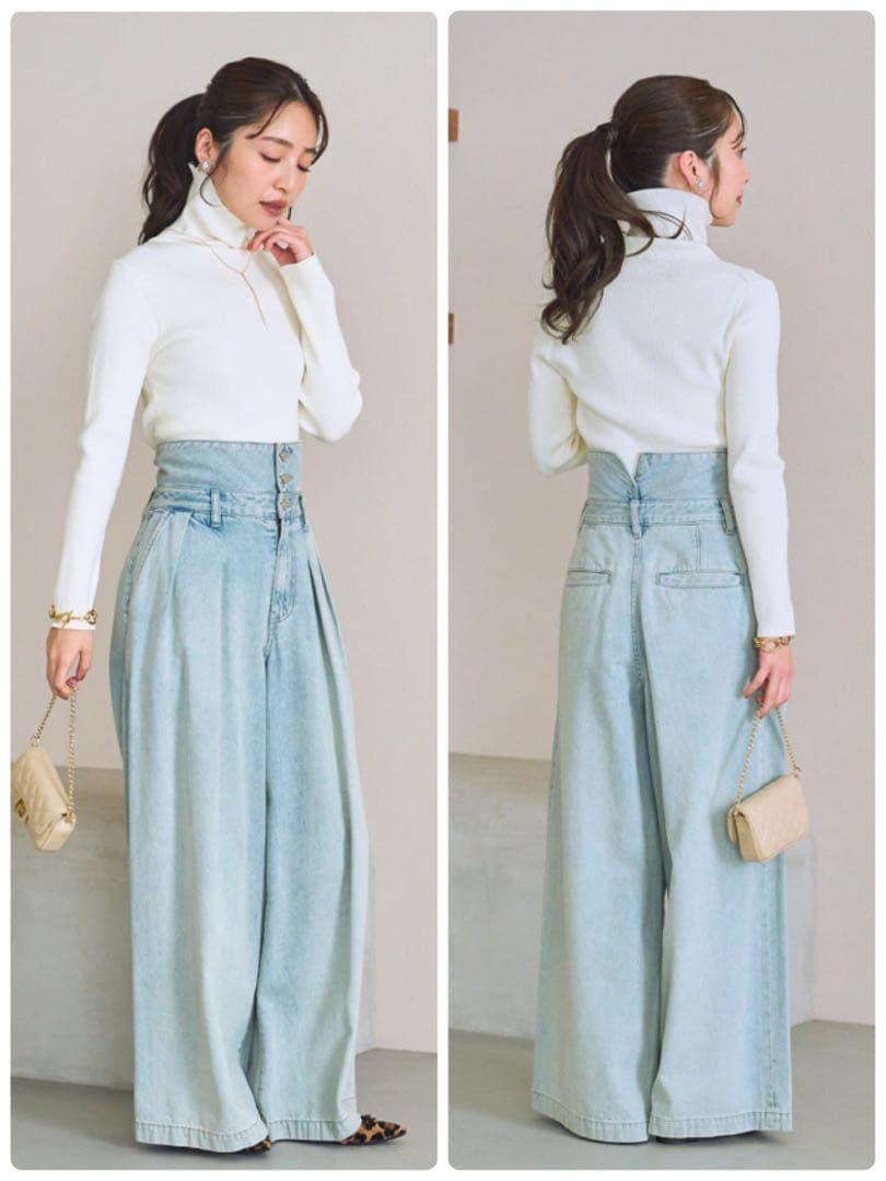 【新品】La boutique BonBon ハイウエストバギーデニム S