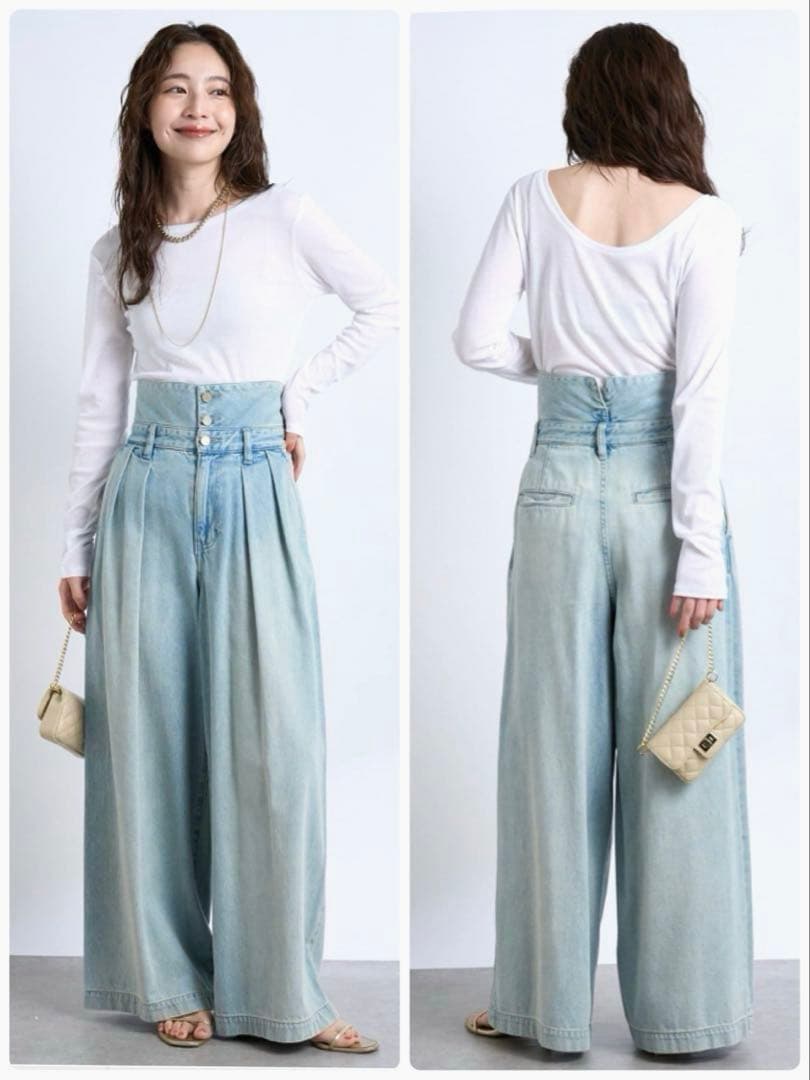 【新品】La boutique BonBon ハイウエストバギーデニム S