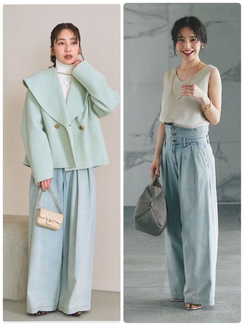 【新品】La boutique BonBon ハイウエストバギーデニム S