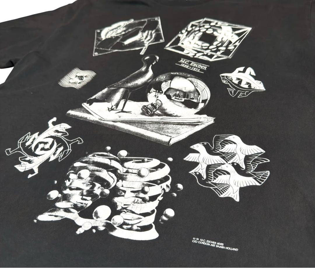 90s USA製 M.C.Escher 両面プリント Tシャツ アートT
