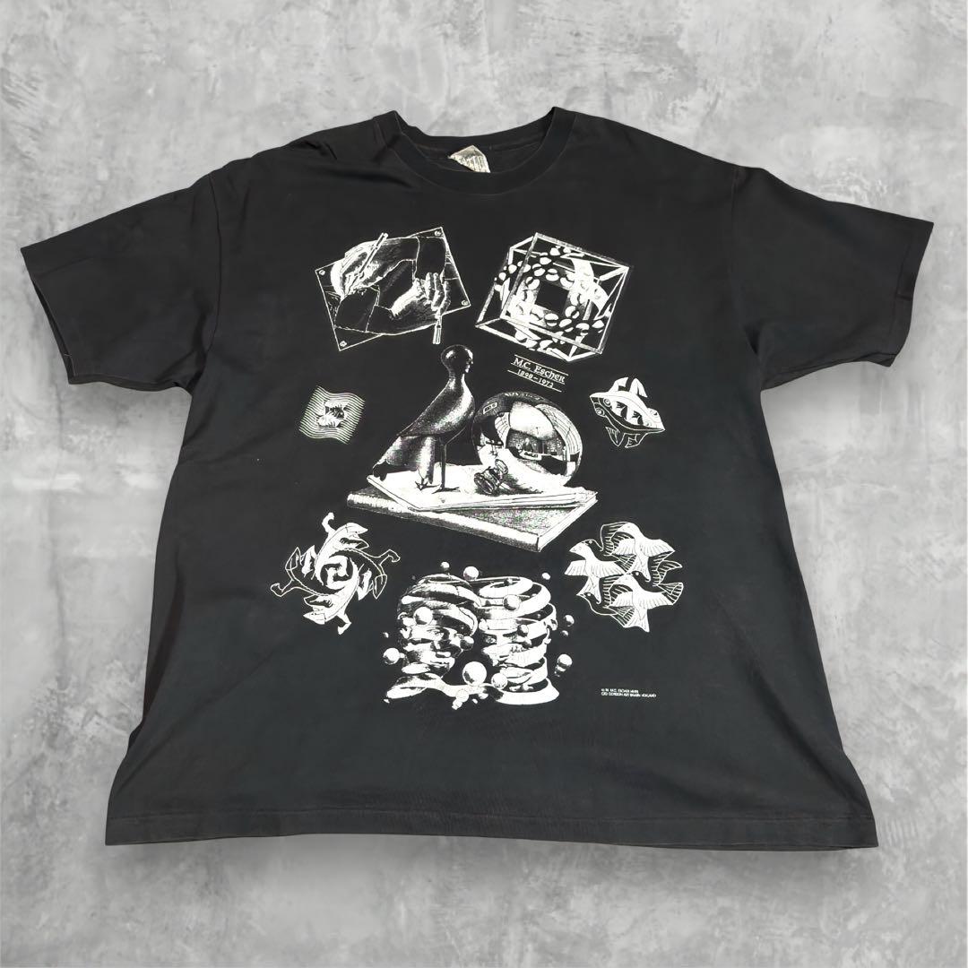 90s USA製 M.C.Escher 両面プリント Tシャツ アートT