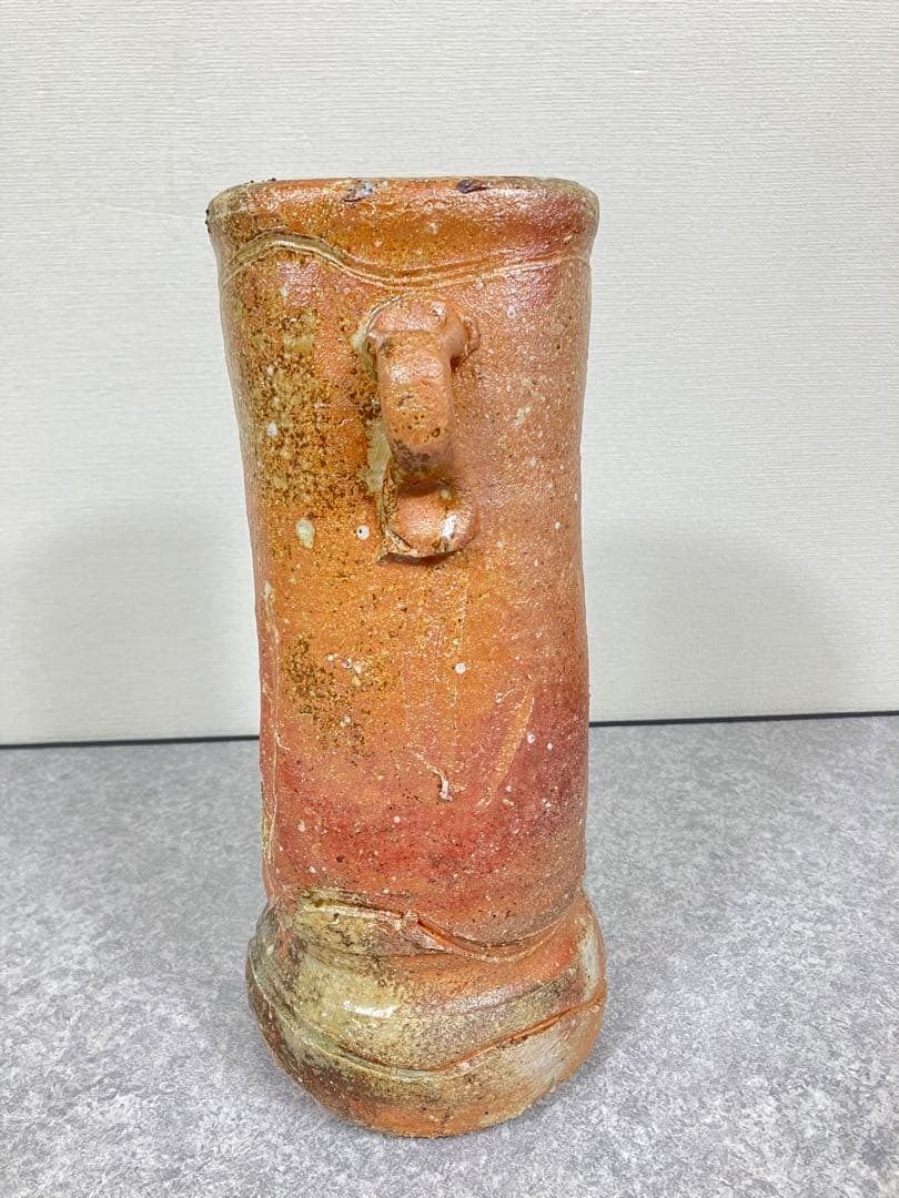 珍品 伊賀焼 泥の花 耳付 香山作 花瓶 花入れ 箱あり新品未使用