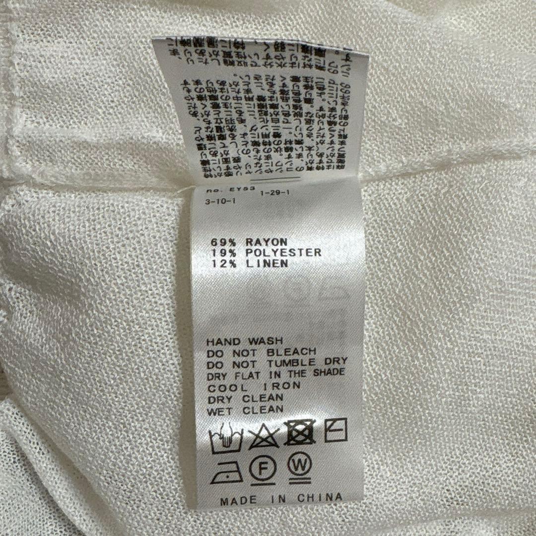 スローブイエナ リネン混シアーカーディガン Ｖネック 24SS ホワイト