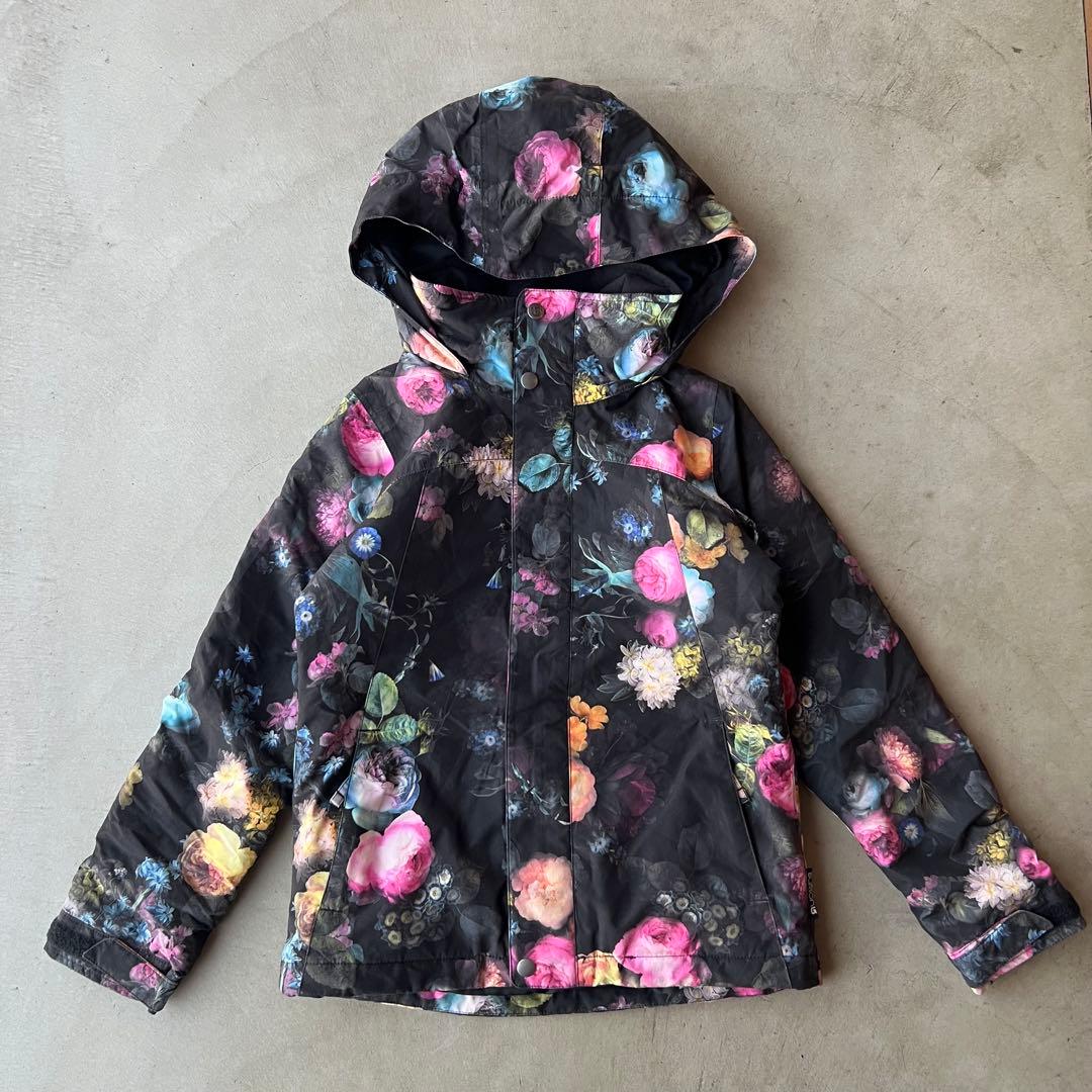 【BURTON】バートン　ガールズS　120　スノボ　スキー　ウェア　黒　花柄