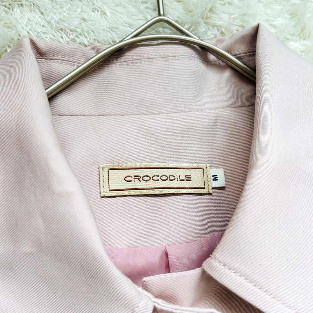 【CROCODILE】ピンク　ステンカラーコート　撥水　花粉防止　ショート丈　M