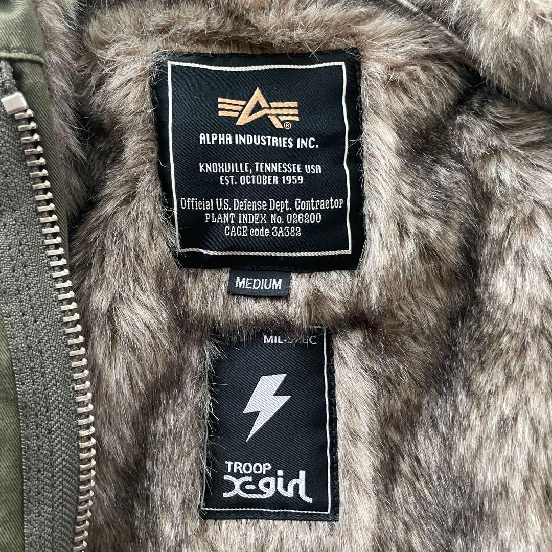 X-girl ALPHA INDUSTRIES 2way ファー　モッズ コート