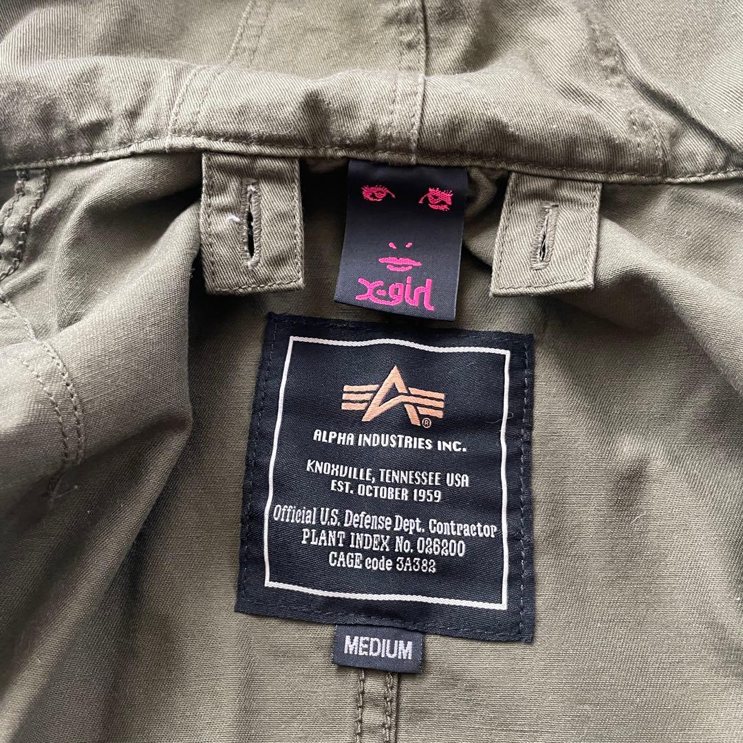 X-girl ALPHA INDUSTRIES 2way ファー　モッズ コート