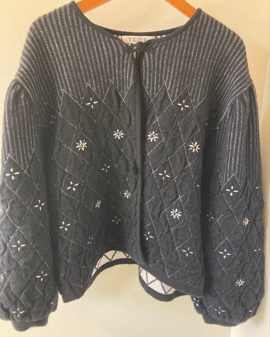 TGOR トゴールQuilting flower beads cardigan