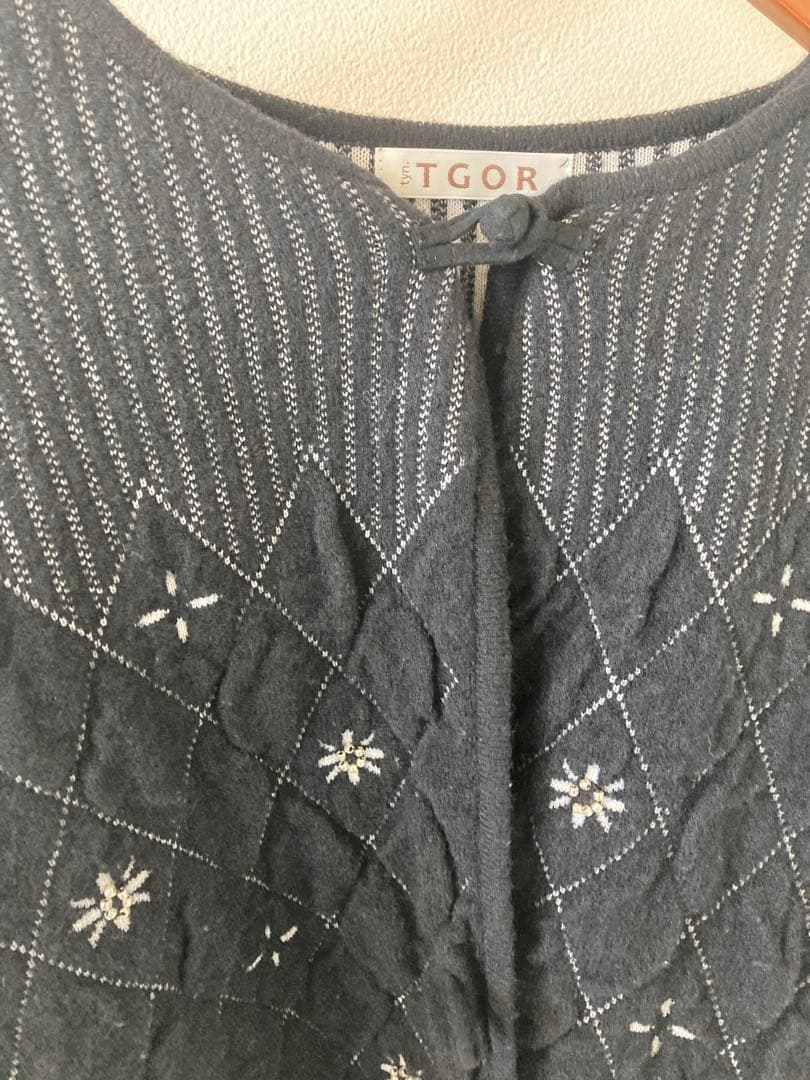 TGOR トゴールQuilting flower beads cardigan