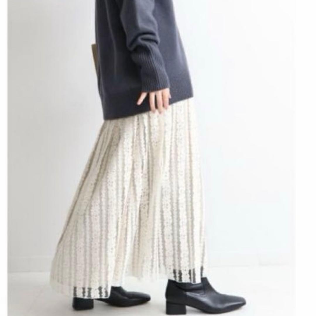 IENA イエナ　チュールレースロングスカート　花柄　タック　ウエストゴム　美品