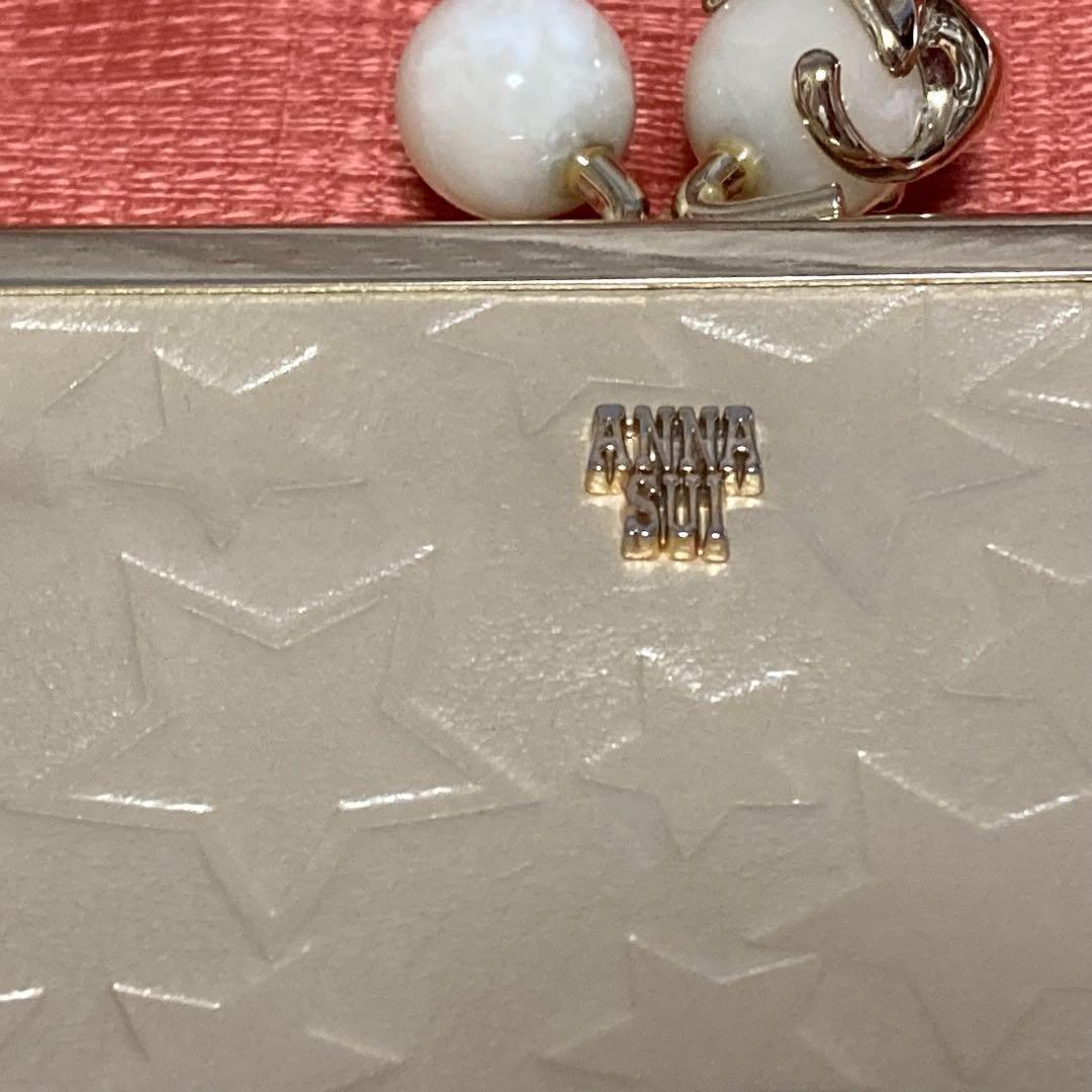 ANNA SUI アナスイ 長財布 がま口 プレイングキャット ゴールド　レザー