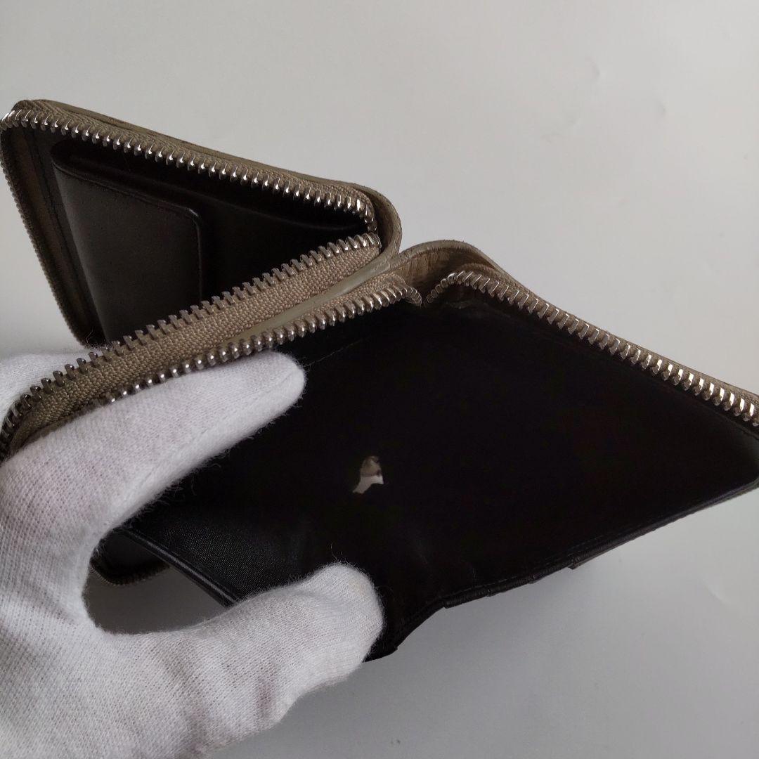 希少 ロエベ GOYA アナグラム ダブル ラウンドジップ レザー 財布 グレー