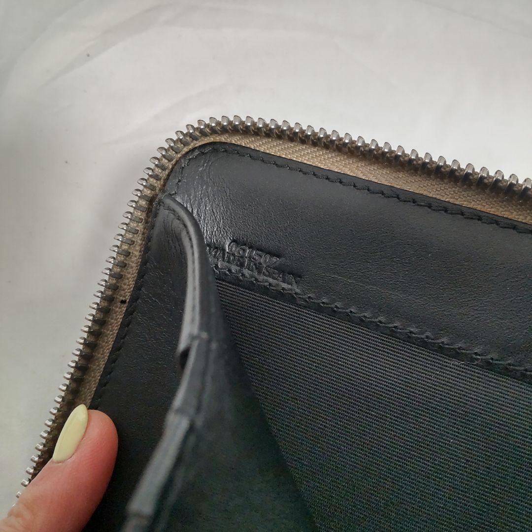 希少 ロエベ GOYA アナグラム ダブル ラウンドジップ レザー 財布 グレー
