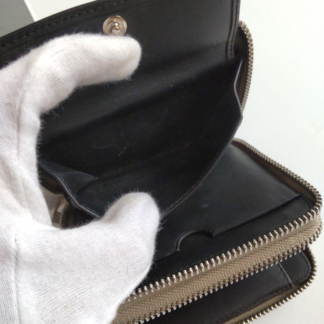 希少 ロエベ GOYA アナグラム ダブル ラウンドジップ レザー 財布 グレー