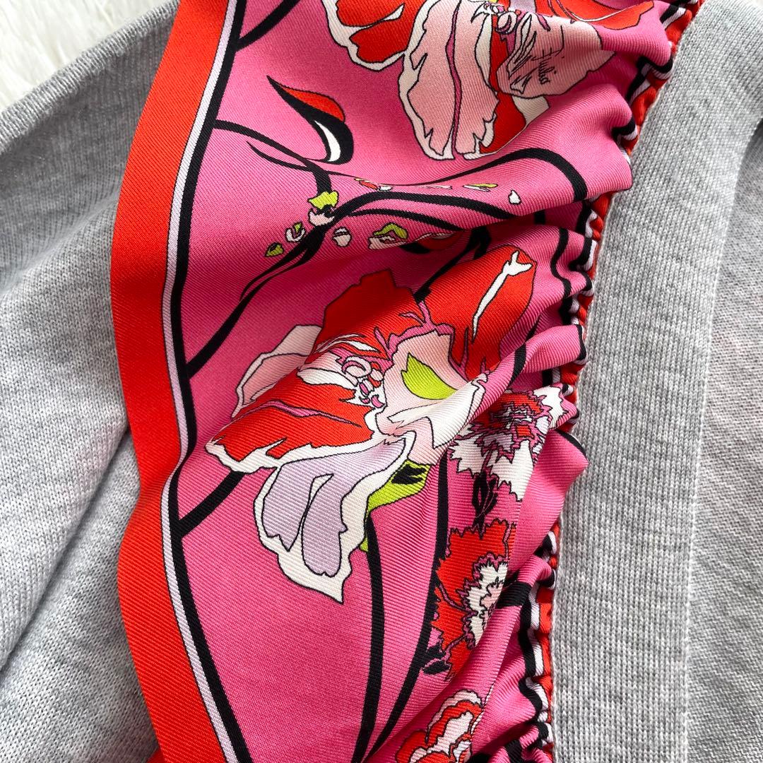 EMILIO PUCCI✨カーディガン フリル襟　ロゴボタン グレーイタリア製