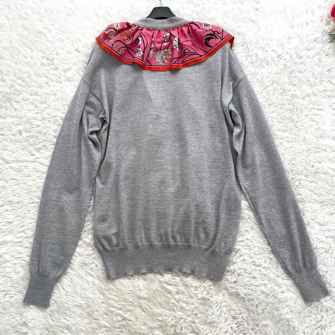 EMILIO PUCCI✨カーディガン フリル襟　ロゴボタン グレーイタリア製