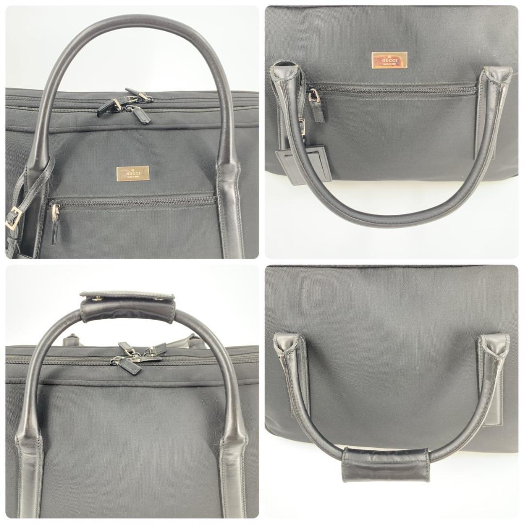 グッチ 2way ボストンバッグ ショルダーバッグ ナイロンキャンバス ブラック
