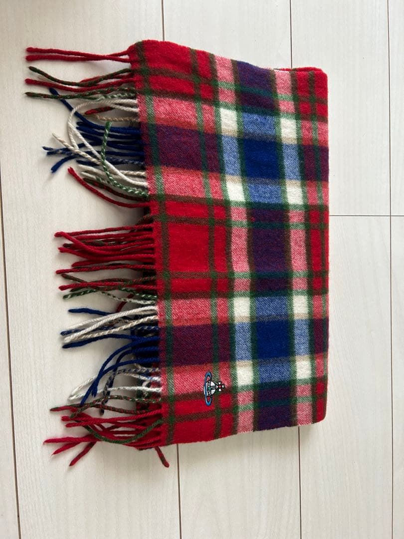 Vivienne Westwood チェック柄マフラー フリンジ付き