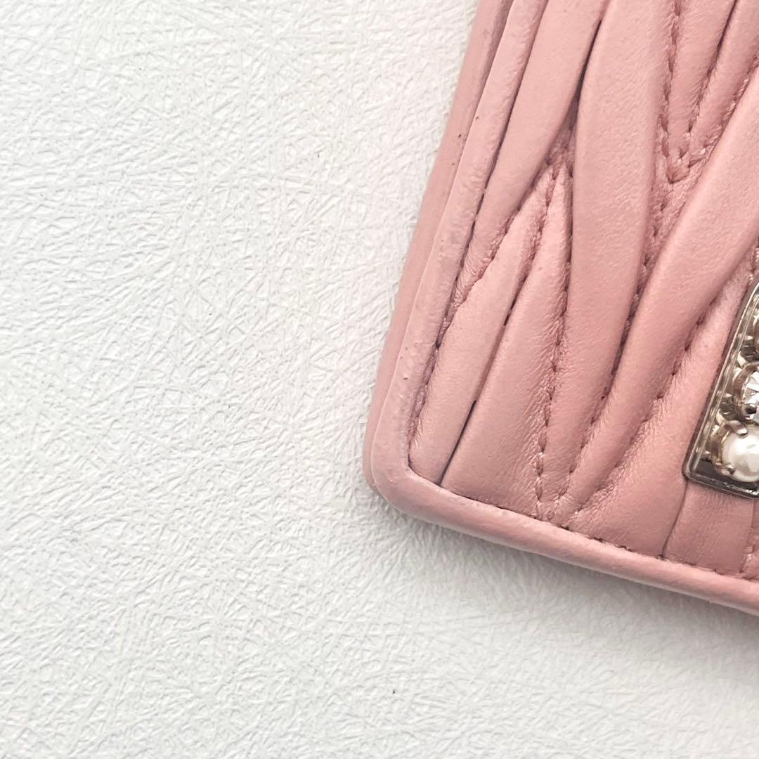 miu miu ミュウミュウ マテラッセ 二つ折り財布 ビジュー 0208-①