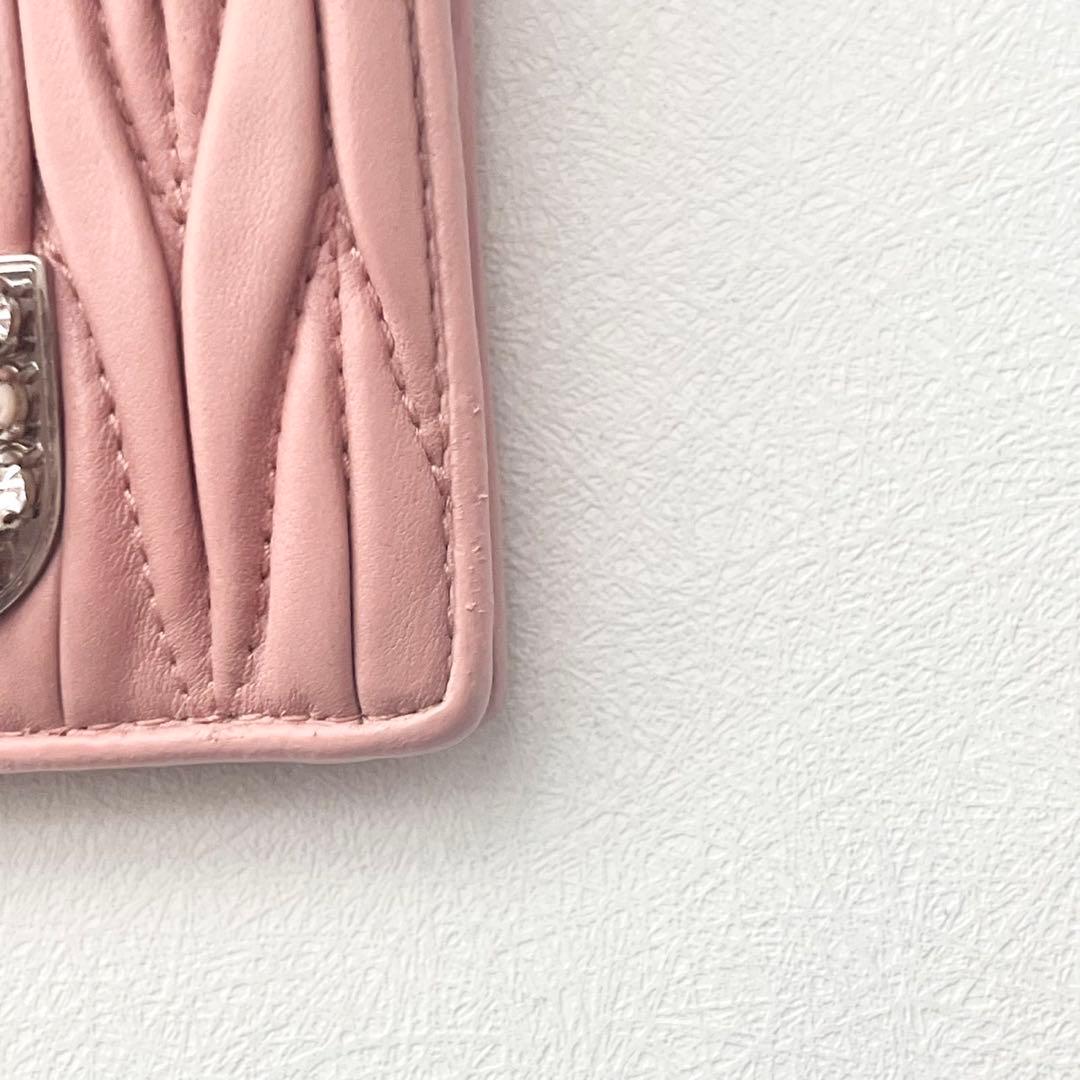 miu miu ミュウミュウ マテラッセ 二つ折り財布 ビジュー 0208-①