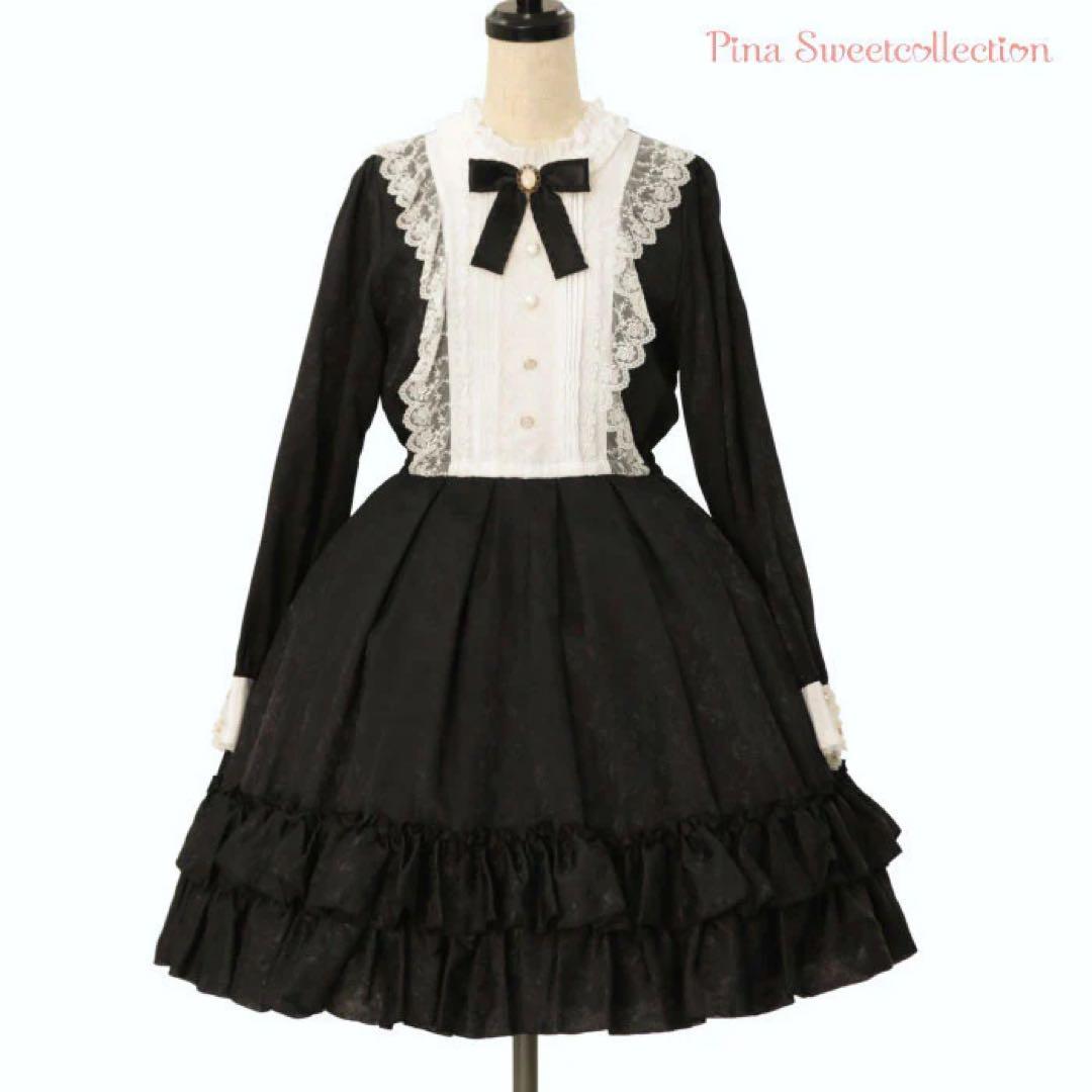 【Pina sweetcollection】ローズジャガードワンピース 長袖