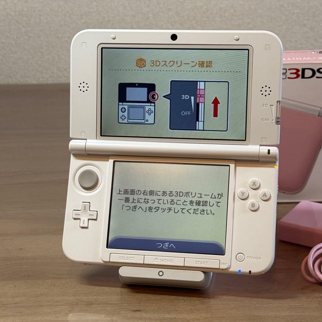 5-168 ニンテンドー3DS LL ピンク×ホワイト 箱付き