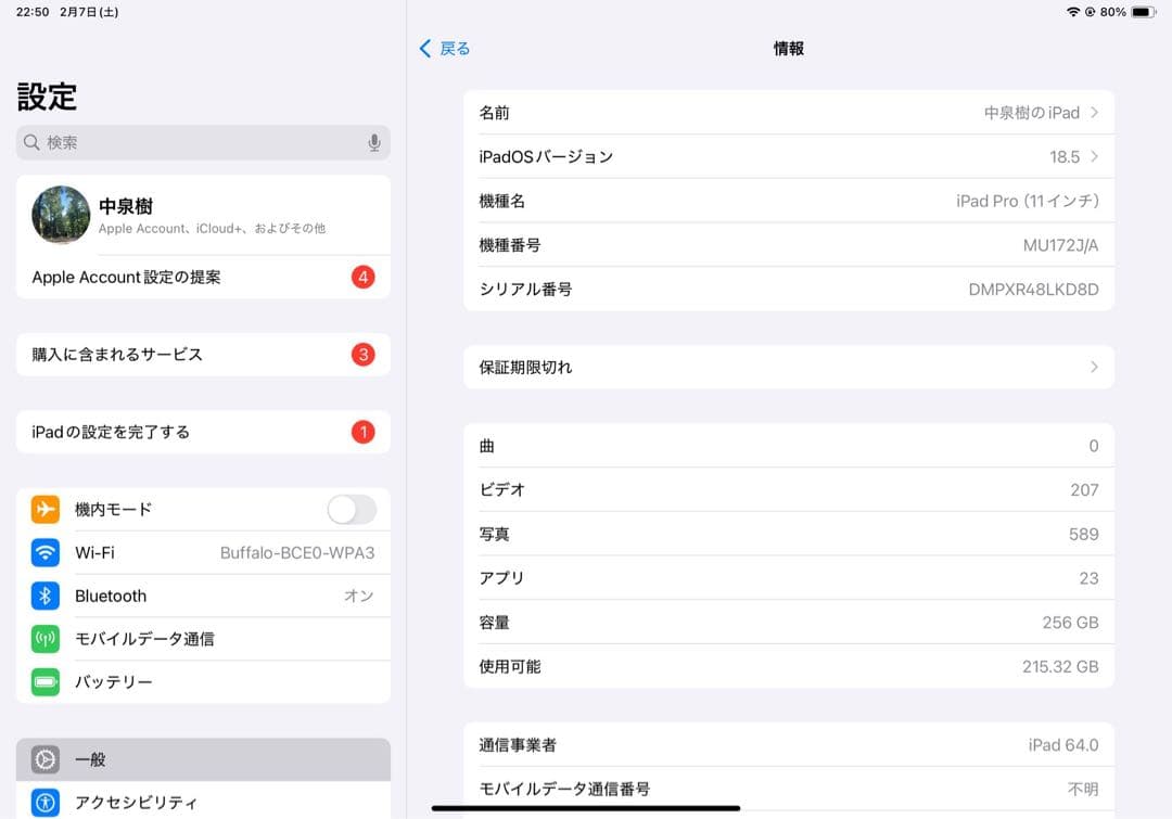 iPad pro(第1世代) 11インチ 256GB Wi-Fiモデル