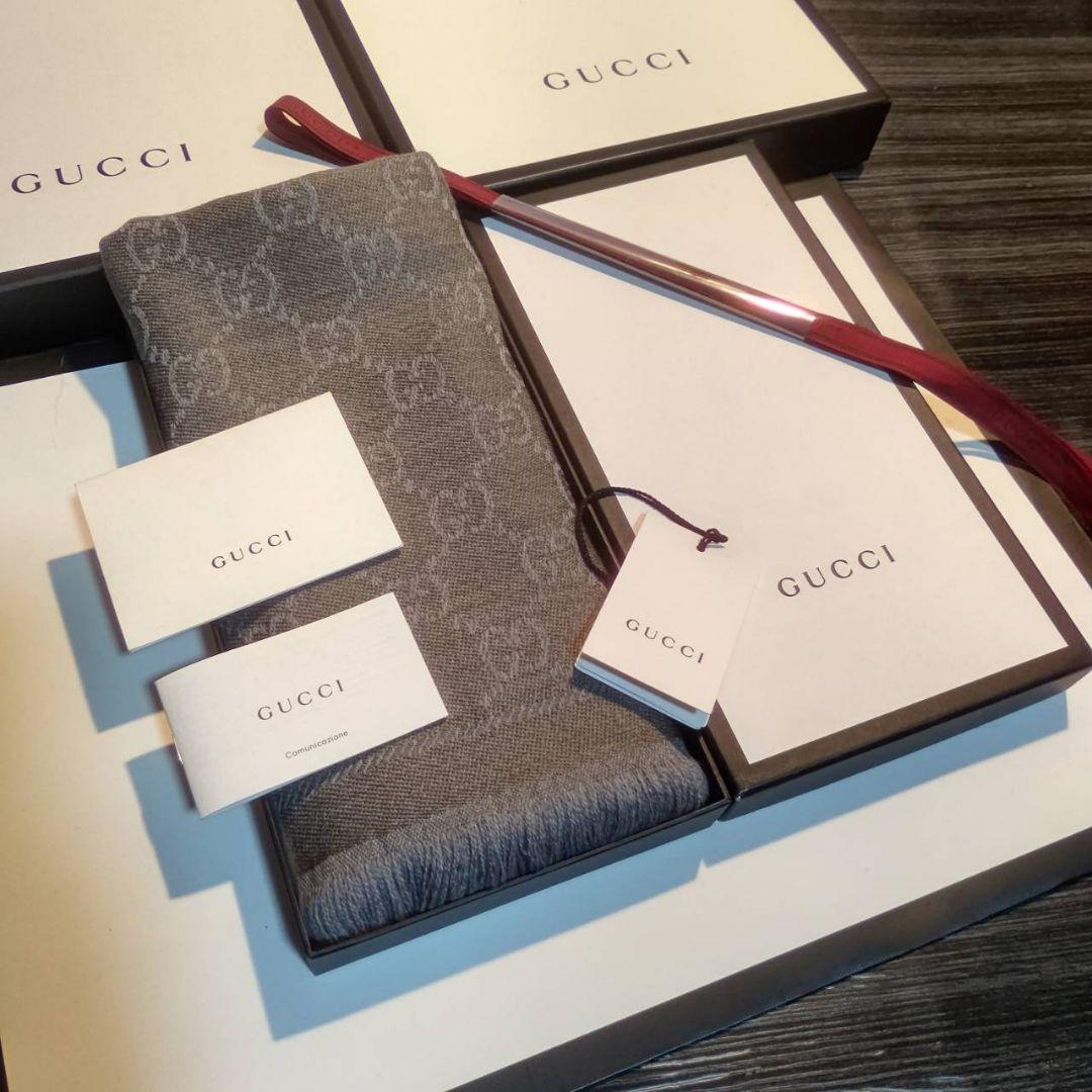 ❤極美品箱付き　最高級ウール GUCCI マフラー ストール❤ライトブラウン❤