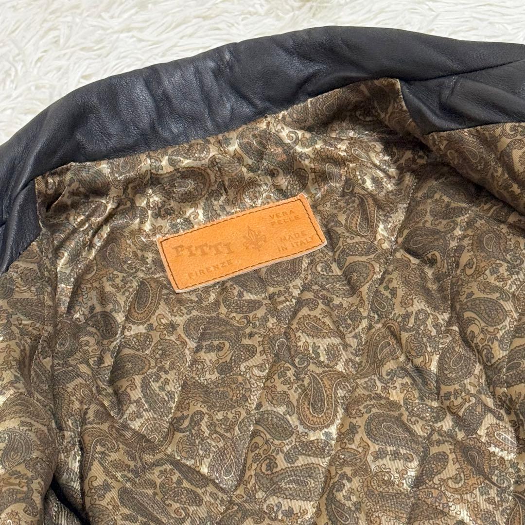 一点物　極美品　レザーボンバージャケット　ダブルブレスト　ペイズリー柄　短丈