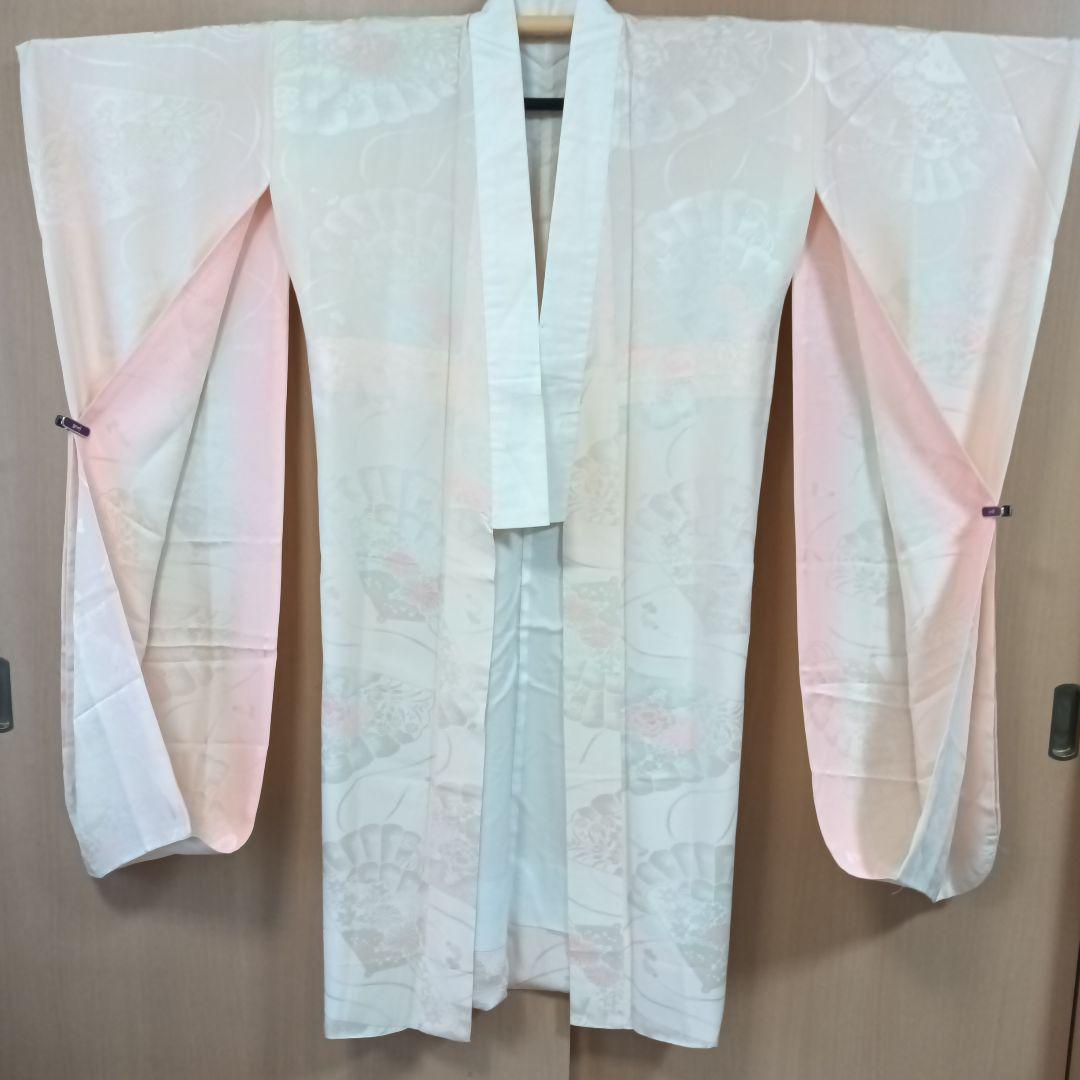 正絹　振袖　長襦袢　辻が花　朱　緑　黒　ラメ