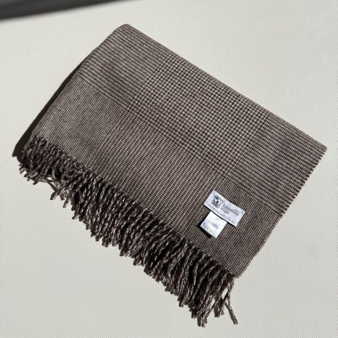 美品　ジョンストンズ　大判　ストール　マフラー　カシミヤ　グレンチェック