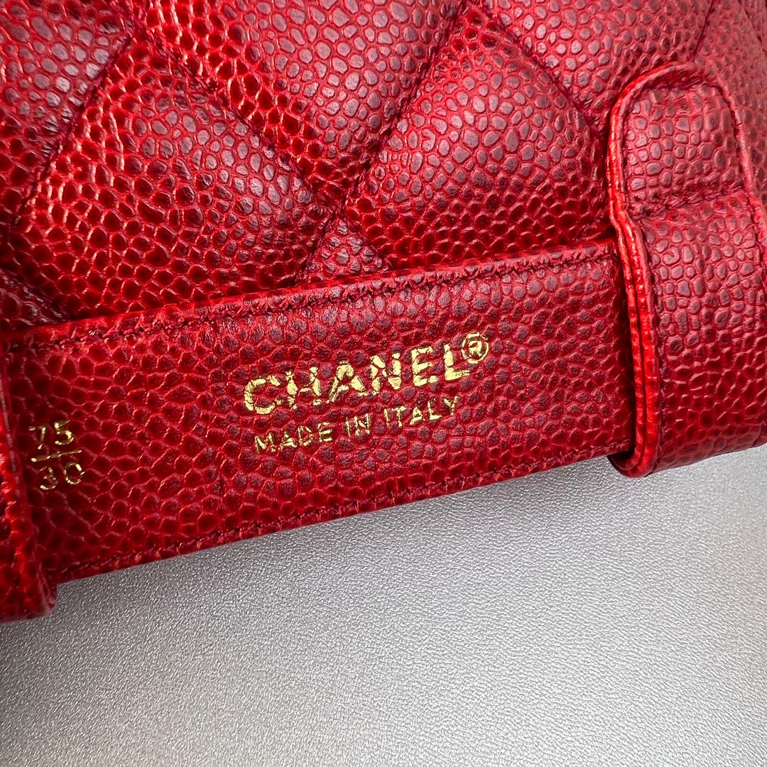 CHANEL シャネル キャビアスキン ウエストバッグ レッド A-9343