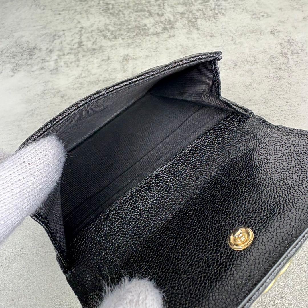 CHANEL ボーイシャネル　キャビアスキン　三つ折り財布　ケース