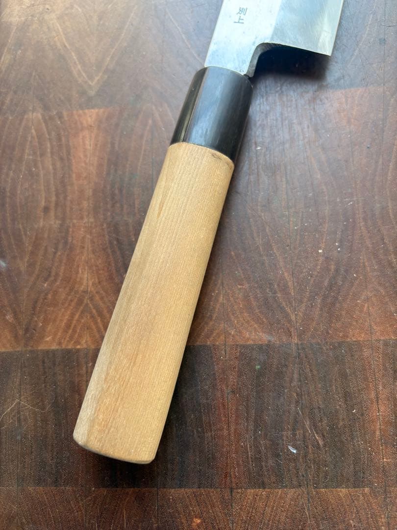 紋三郎　薄刃　195mm 包丁　8寸半　石井刃物　白鋼　安来鋼　和包丁　ムキモノ