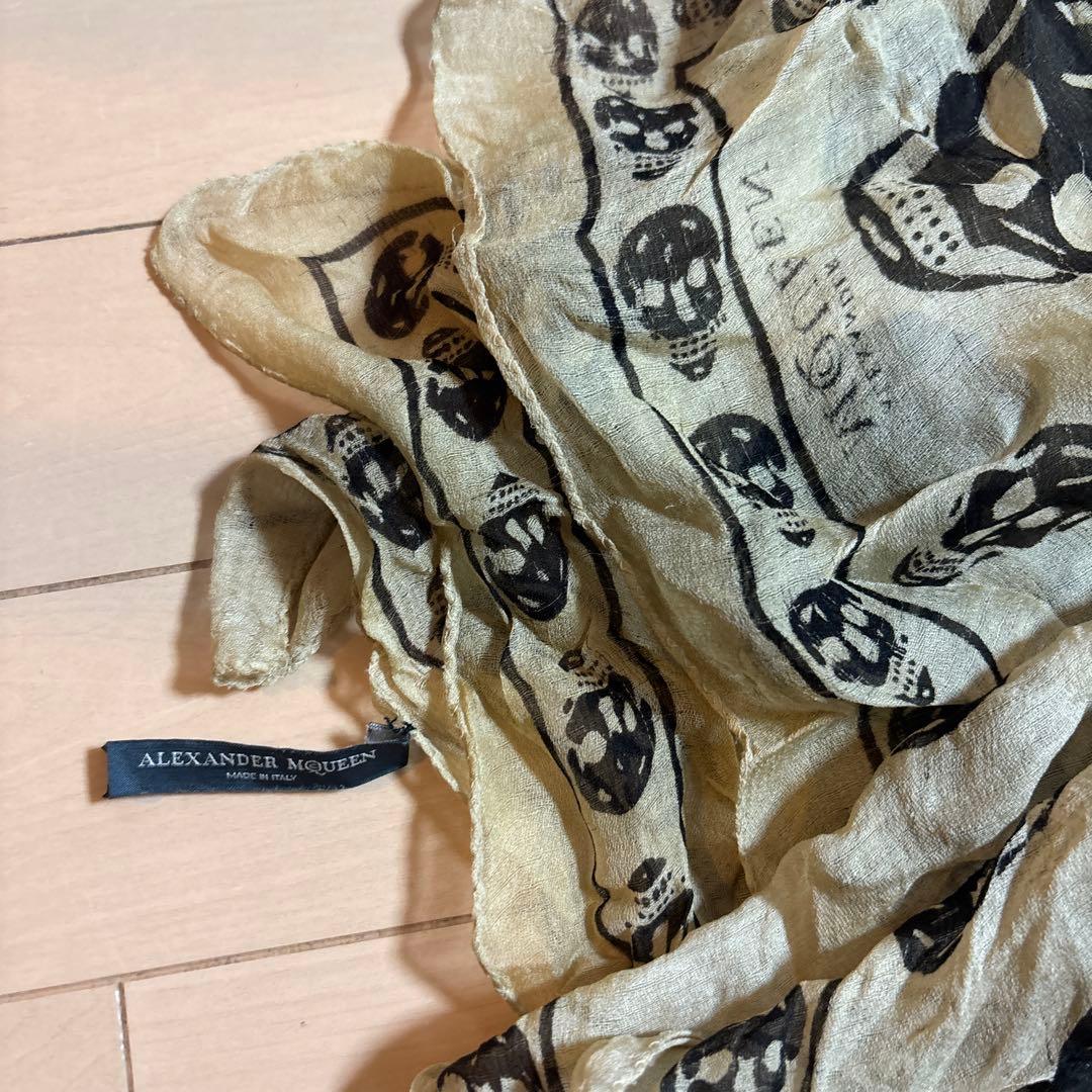 Alexander McQueen スカル 大判ストール ブラック