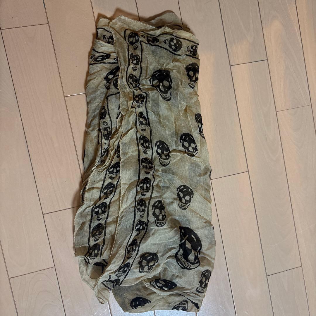 Alexander McQueen スカル 大判ストール ブラック
