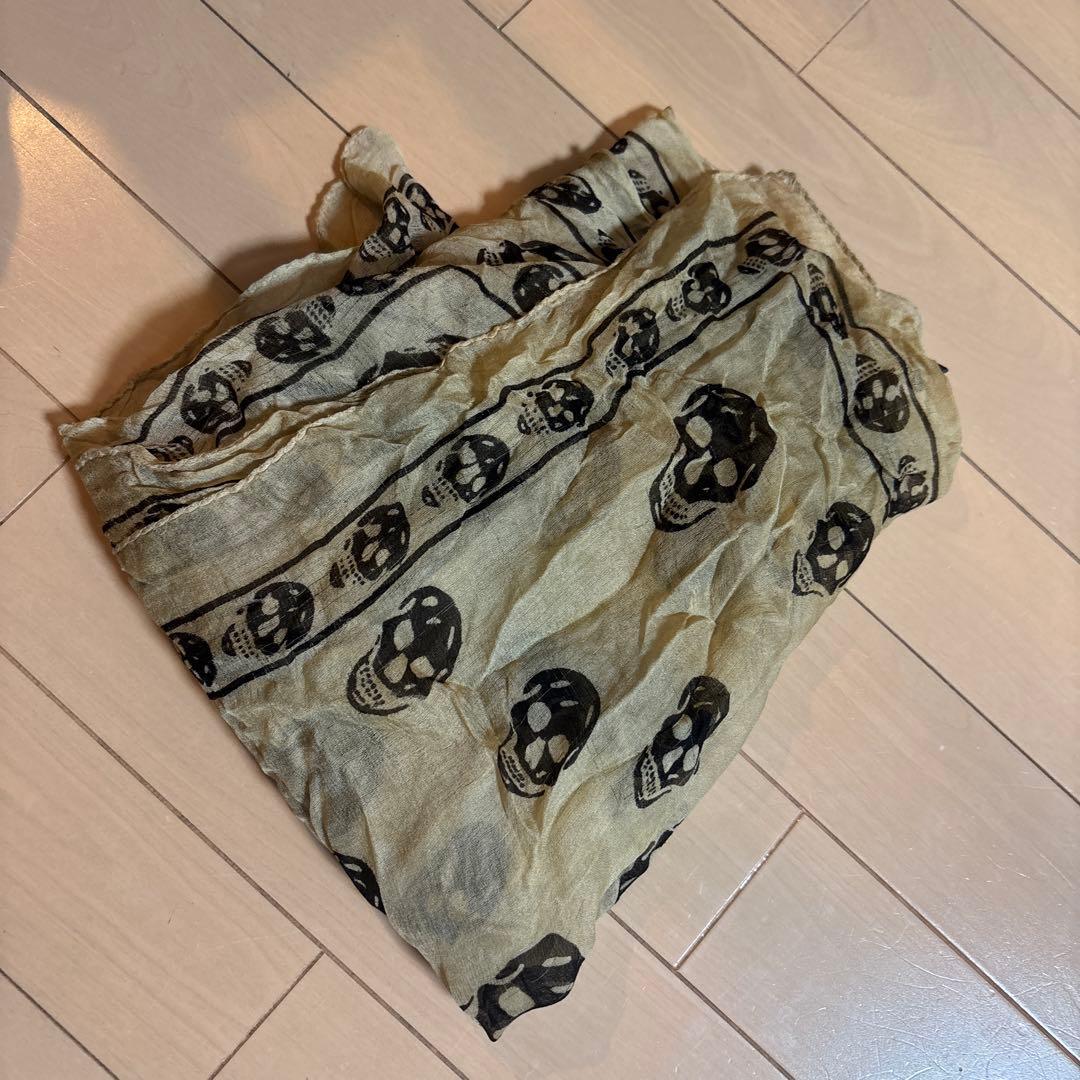 Alexander McQueen スカル 大判ストール ブラック