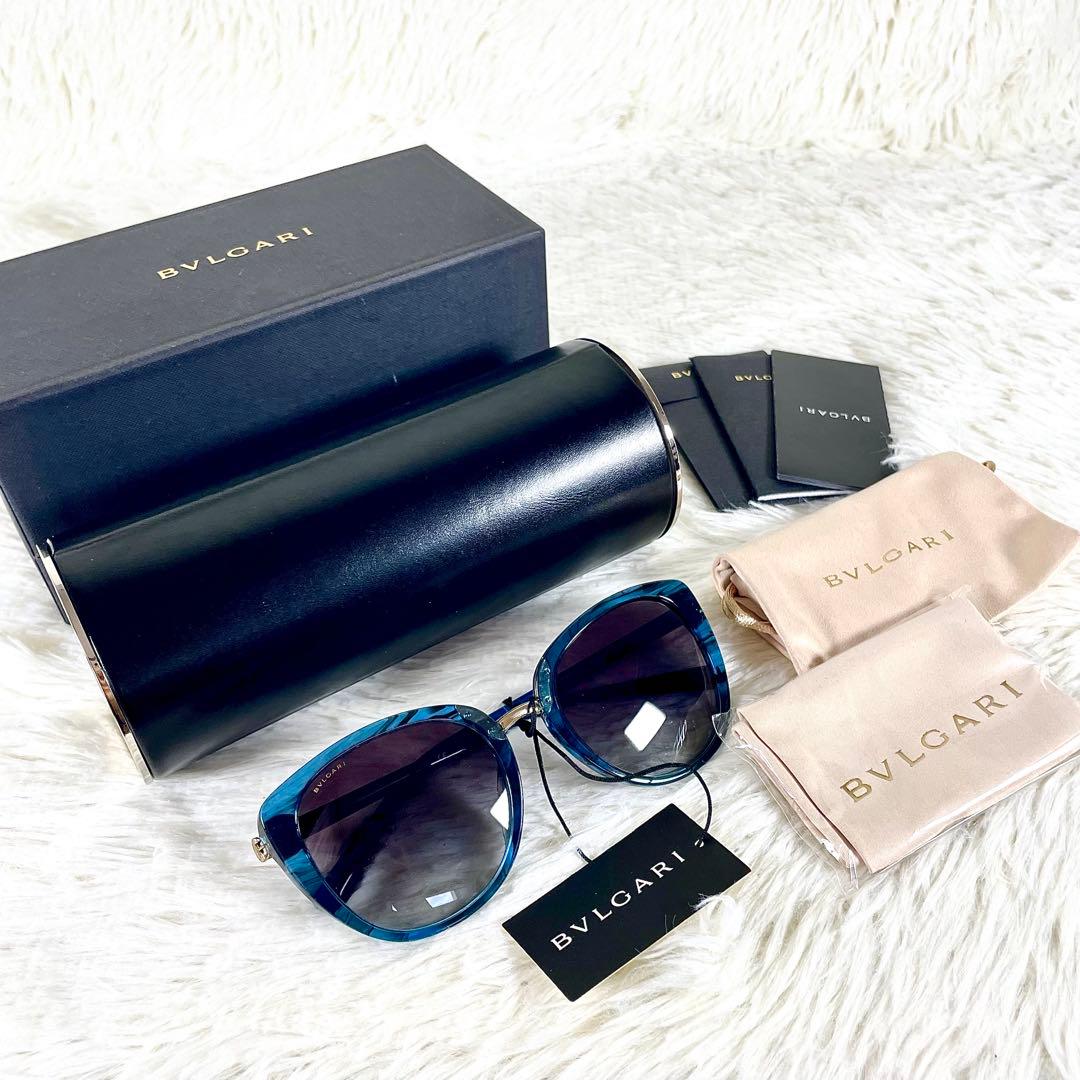 極美品　BVLGARI　サングラス　8177-F　キャットアイ　ブラックレンズ