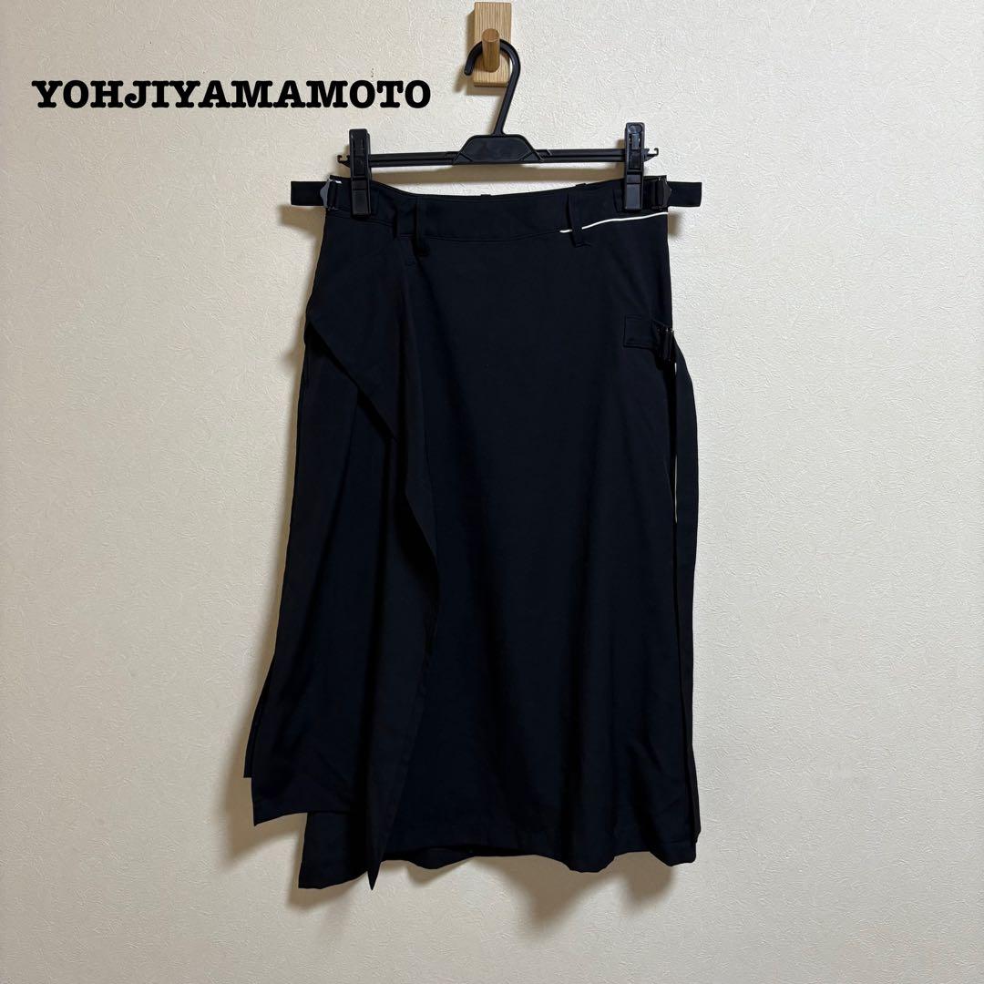 美品 ヨウジヤマモト ウール ラップスカート 1 ブラック 巻きスカート