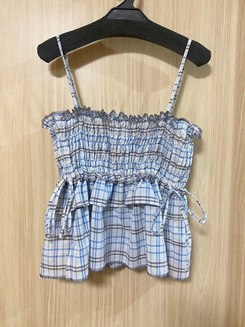 PUBLIC TOKYO シャーリングチェックトップス
