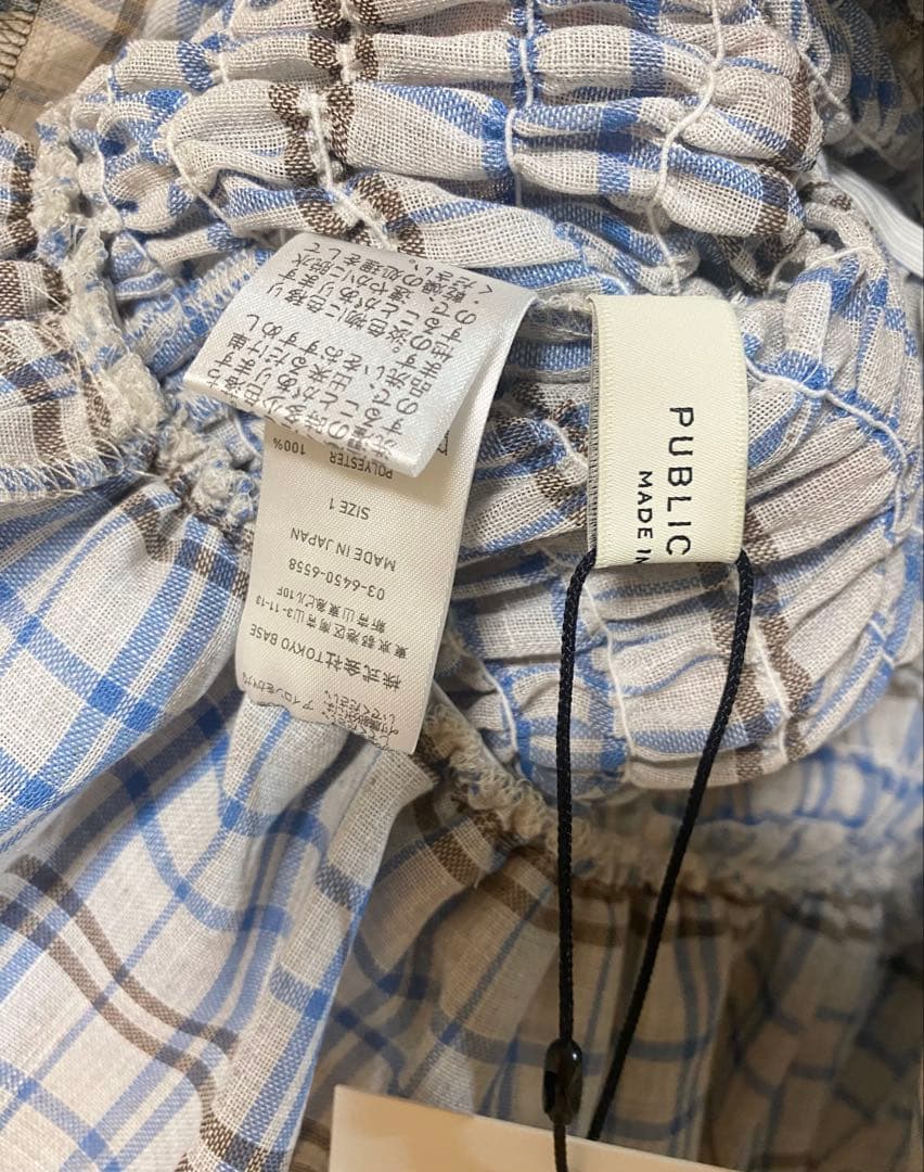 PUBLIC TOKYO シャーリングチェックトップス