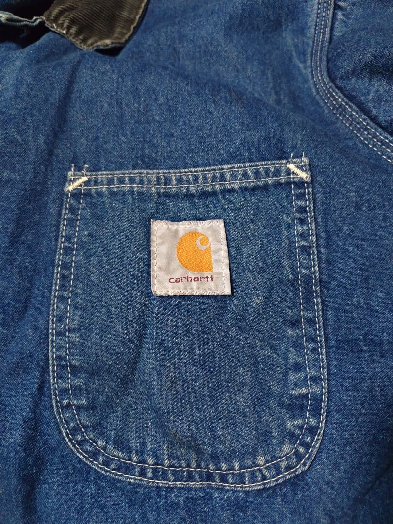【袖ダメージ】Carhartt デニムカバーオール ブランケット L 90s?