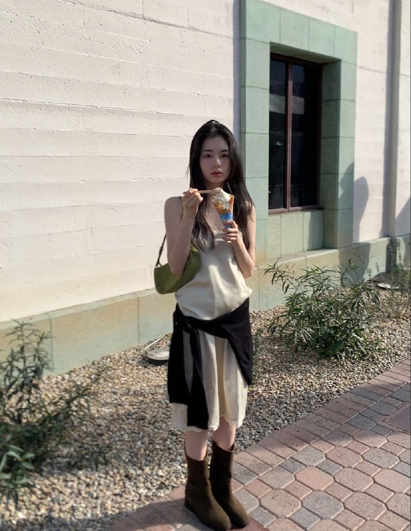 トップス without summer satin lace top butter