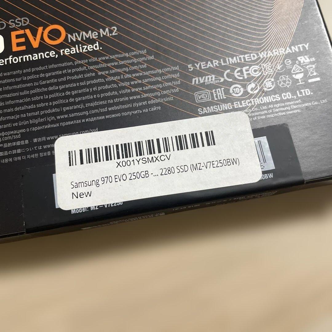 【新品、未開封】Samsung 970 EVO NVMe M.2 250GB