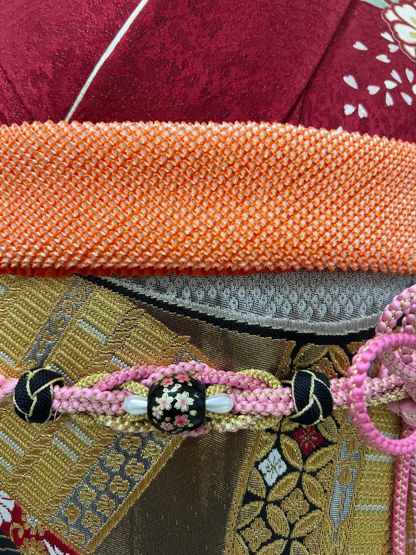 振り袖　フルセット　別誂長襦袢　金彩加工　刺繍　金通し　絞り入 全通袋帯　827