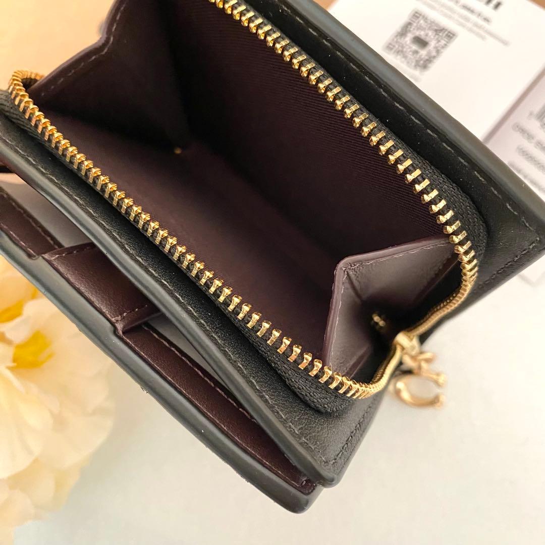 新品　正規品☆COACH コーチ　折り財布　ブラック　クロコダイル 二つ折り財布
