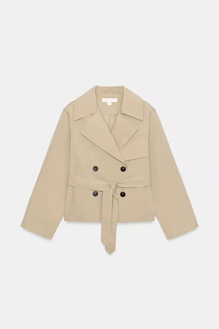 【完売品】ZARA ショートトレンチ　ショルダーパット付き XS
