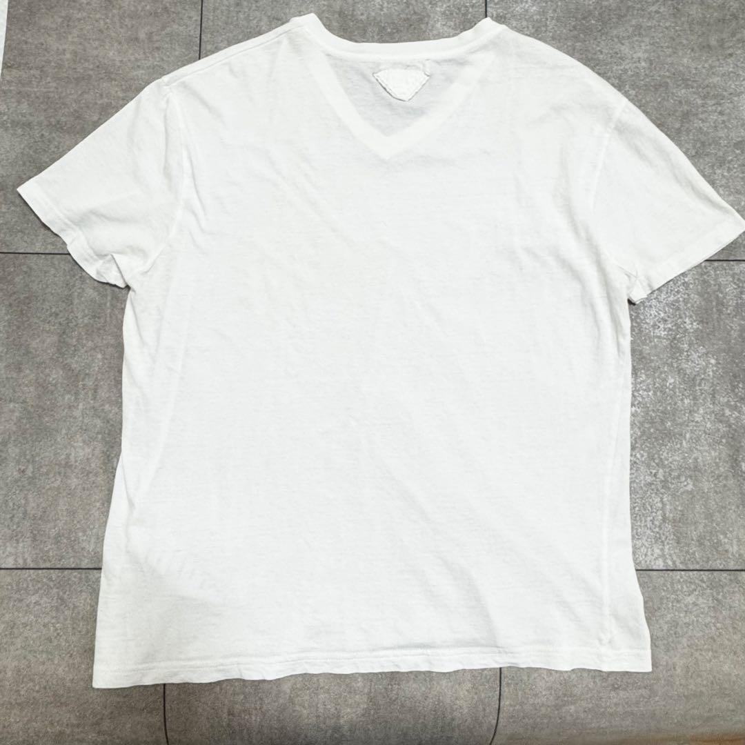 PRADA プラダ Vネック 半袖 Tシャツ XL ホワイト メンズ コットン