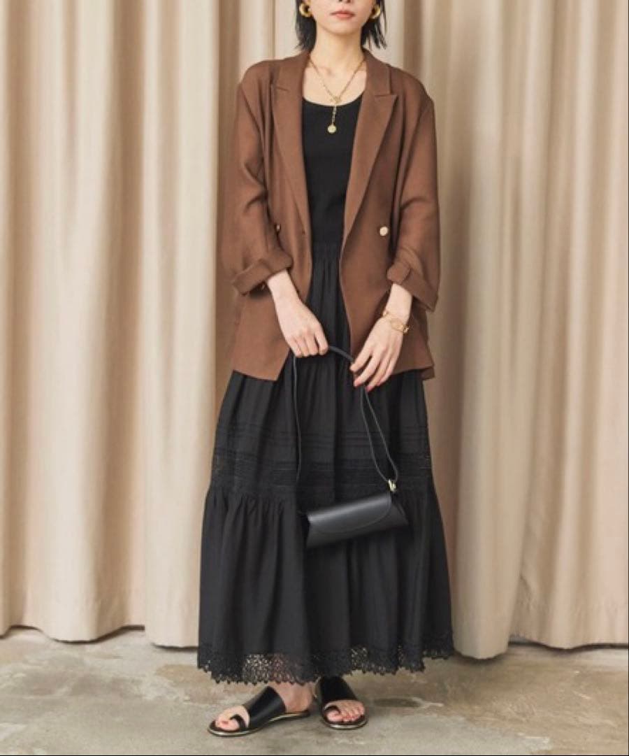 DOUX ARCHIVES メッシュテーラードダブルジャケット ブラウン