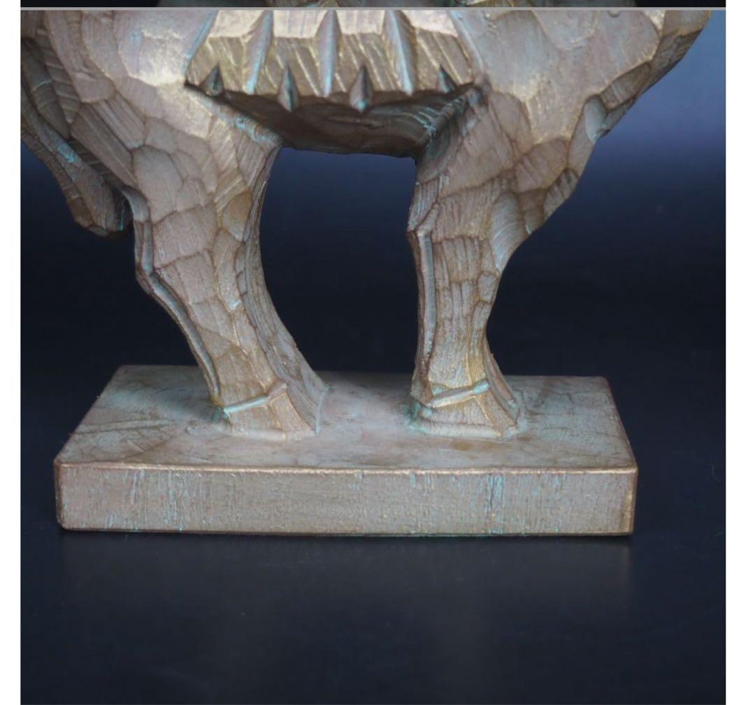 送料無料　彫刻家巨匠　中村博直作　木彫　馬　高さ26ｃｍ　共箱　本物保証